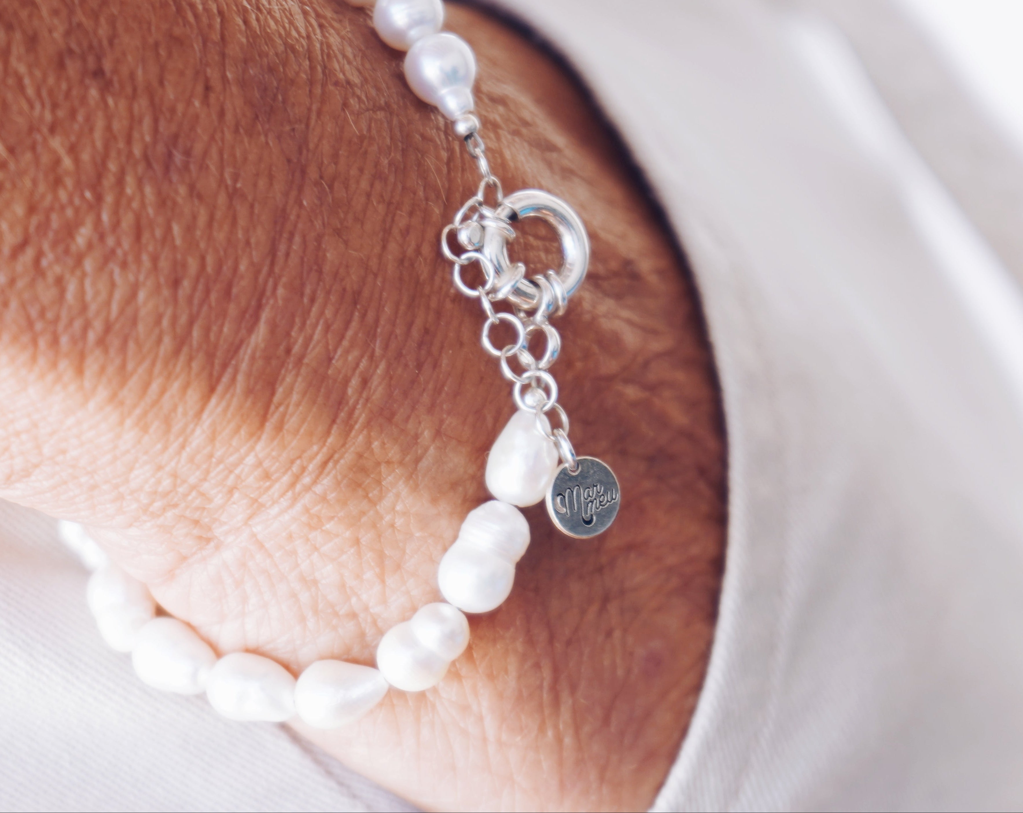 Pulseira em Pérolas e Prata 925