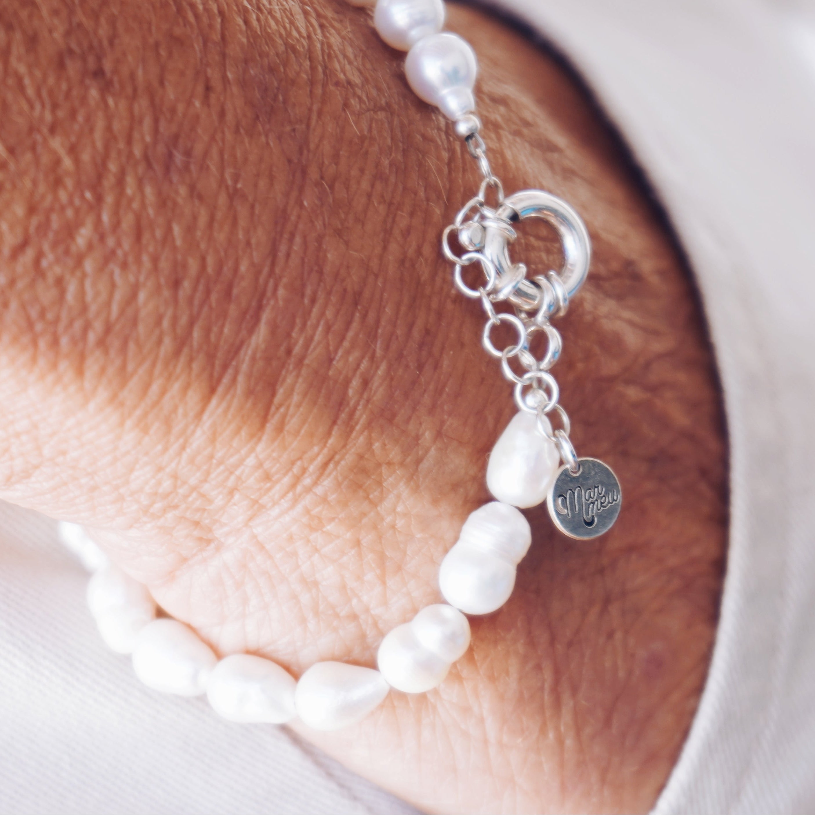 Pulseira de Pérolas e fecho em Prata 925