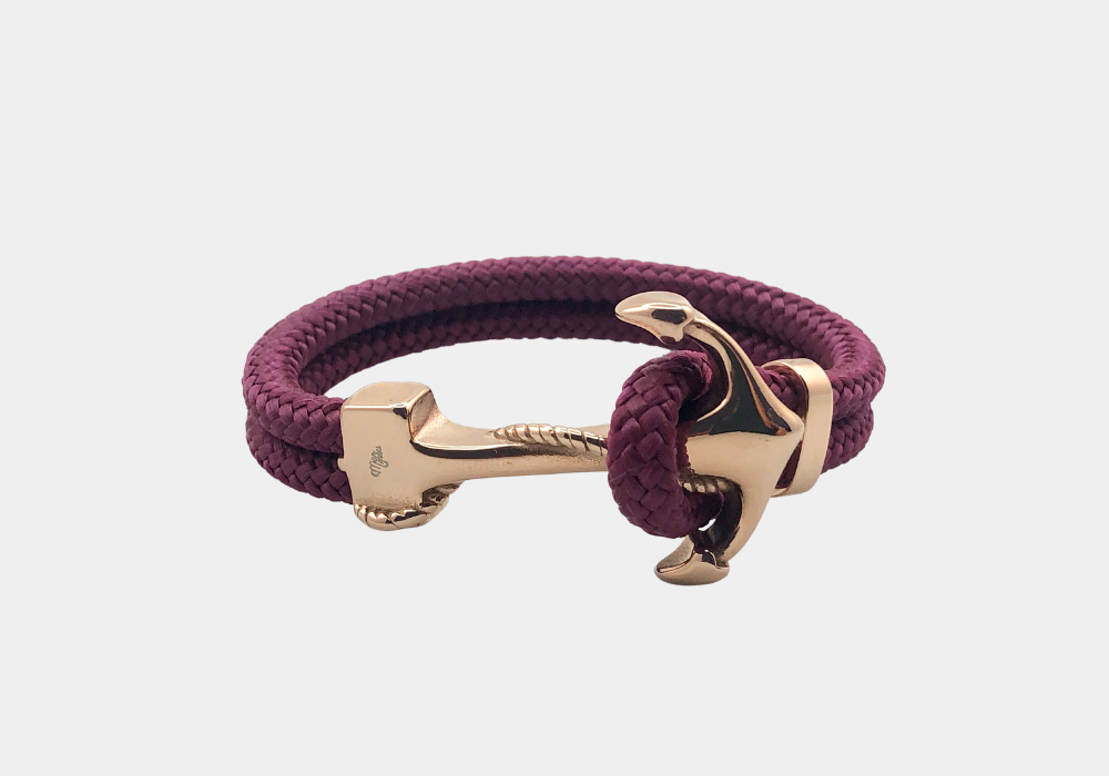 Pulseira Âncora - Rose Gold (Bordô)