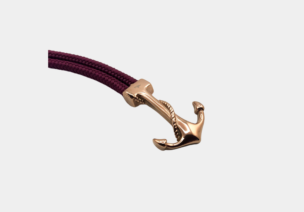 Pulseira Âncora - Rose Gold (Bordô)