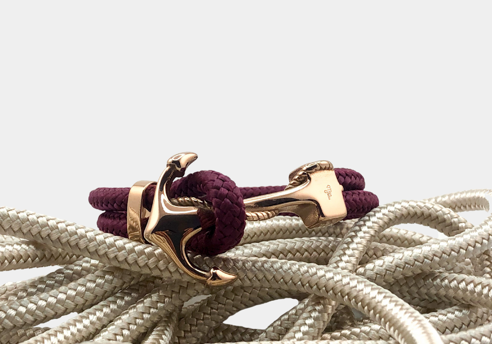 Pulseira Âncora - Rose Gold (Bordô)